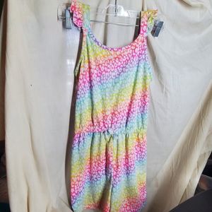 Girls Size 10/12 Large Rainbow Romper One Piece Pull On Cow Print Wonder Nation